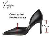 Xajzpa - Pointed Toe Shoes Woman Shallow Fashion Newest Genuine Leather High Heels Pumps For Women