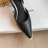 Xajzpa - Pointed Toe Shoes Woman Shallow Fashion Newest Genuine Leather High Heels Pumps For Women