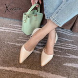 Xajzpa - Pointed Toe Shoes Woman Shallow Fashion Newest Genuine Leather High Heels Pumps For Women