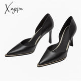 Xajzpa - Pointed Toe Shoes Woman Shallow Fashion Newest Genuine Leather High Heels Pumps For Women