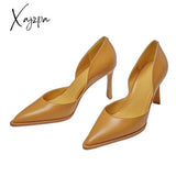 Xajzpa - Pointed Toe Shoes Woman Shallow Fashion Newest Genuine Leather High Heels Pumps For Women