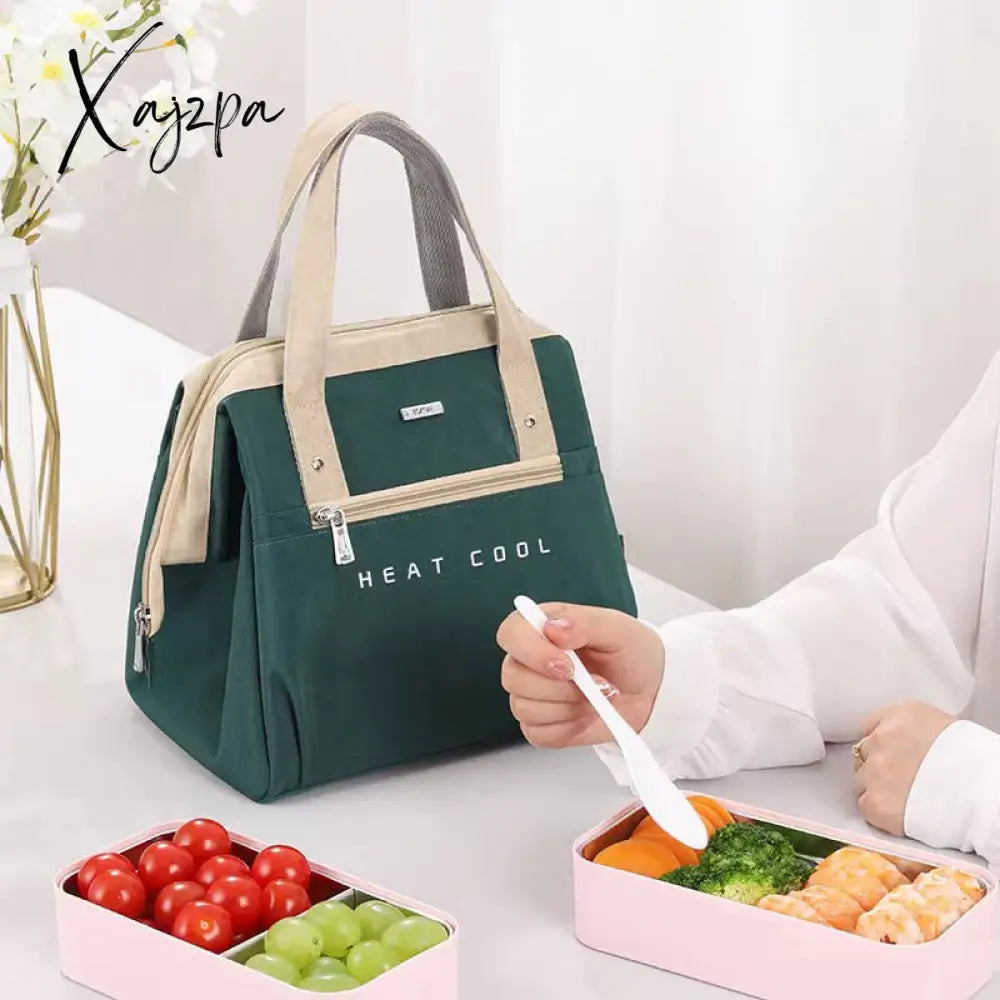 Xajzpa - Portable Lunch Bag For Women Solid Color Large Capacity Thermal Food Storage Bags Office