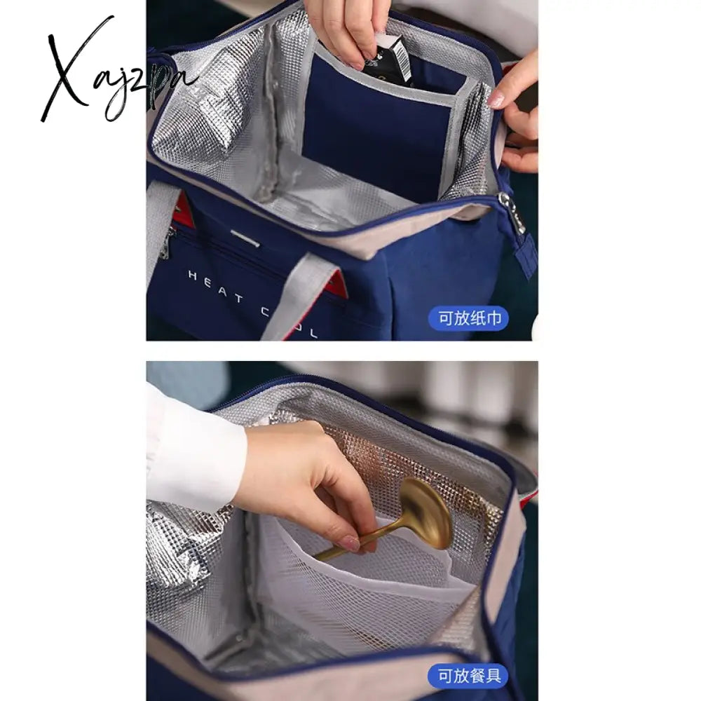 Xajzpa - Portable Lunch Bag For Women Solid Color Large Capacity Thermal Food Storage Bags Office