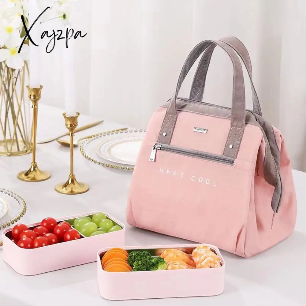 Xajzpa - Portable Lunch Bag For Women Solid Color Large Capacity Thermal Food Storage Bags Office