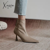 Xajzpa - Pot Big Size 42 Cow Leather Pointed Toe High Heels Chic Design Concise Basic Clothing