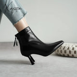 Xajzpa - Pot Big Size 42 Cow Leather Pointed Toe High Heels Chic Design Concise Basic Clothing