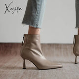 Xajzpa - Pot Big Size 42 Cow Leather Pointed Toe High Heels Chic Design Concise Basic Clothing