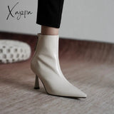 Xajzpa - Pot Big Size 42 Cow Leather Pointed Toe High Heels Chic Design Concise Basic Clothing