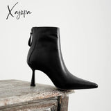 Xajzpa - Pot Big Size 42 Cow Leather Pointed Toe High Heels Chic Design Concise Basic Clothing