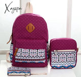 Xajzpa - Preppy Canvas Hemp Boho/Aztec Stripe Multi Pocket Backpack Hippie/Tribal Laptop Bags