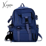 Xajzpa - Preppy Style Black Backpack Unisex Women Men Nylon Waterproof Multi-Pocket Design Mochilas