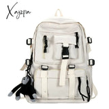 Xajzpa - Preppy Style Black Backpack Unisex Women Men Nylon Waterproof Multi-Pocket Design Mochilas