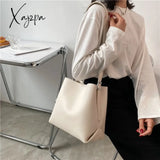 Xajzpa - Pu Leather Women Bucket Shoulder Bag Brand Luxury Solid Color Ladies Handbags Casual