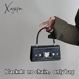 Xajzpa - Pu Leather Women Small Square Shoulder Bags Cool Girls Female Clutch Purse And Handbags