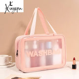 Xajzpa - Pu Women Travel Storage Bag Cosmetic Makeup Organizer Bags Waterproof Washbag Transparent