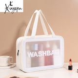 Xajzpa - Pu Women Travel Storage Bag Cosmetic Makeup Organizer Bags Waterproof Washbag Transparent