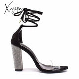 Xajzpa - Pumps Super High Heels Square Lady Shoes Big Size 43 2Colour Sexy Women Heeled Sandals