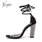 Xajzpa - Pumps Super High Heels Square Lady Shoes Big Size 43 2Colour Sexy Women Heeled Sandals