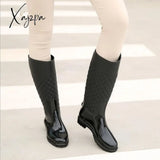 Xajzpa - Punk Style Zipper Rain Boots Women’s Pure Color Outdoor Rubber Water Shoes For Female