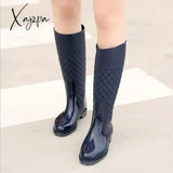 Xajzpa - Punk Style Zipper Rain Boots Women’s Pure Color Outdoor Rubber Water Shoes For Female