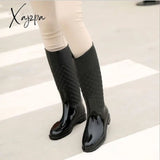 Xajzpa - Punk Style Zipper Rain Boots Women’s Pure Color Outdoor Rubber Water Shoes For Female