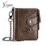 Xajzpa - Quality Genuine Leather Men Wallet Brand Zipper Man Purse Vintage Cow Leather Male Card