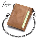 Xajzpa - Quality Genuine Leather Men Wallet Brand Zipper Man Purse Vintage Cow Leather Male Card