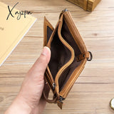 Xajzpa - Quality Genuine Leather Men Wallet Brand Zipper Man Purse Vintage Cow Leather Male Card