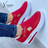 Xajzpa - Red Casual Hollowed Out Patchwork Solid Color Round Comfortable Shoes Shoes Sneakers