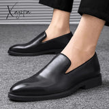 Xajzpa - Red Sole Loafers Men Shoes Pu Solid Color Fashion Business Casual Party Daily Versatile