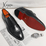 Xajzpa - Red Sole Loafers Men Shoes Pu Solid Color Fashion Business Casual Party Daily Versatile