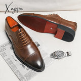 Xajzpa - Red Sole Loafers Men Shoes Pu Solid Color Fashion Business Casual Party Daily Versatile