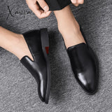 Xajzpa - Red Sole Loafers Men Shoes Pu Solid Color Fashion Business Casual Party Daily Versatile