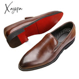 Xajzpa - Red Sole Loafers Men Shoes Pu Solid Color Fashion Business Casual Party Daily Versatile