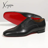 Xajzpa - Red Sole Men Shoes Black Brown Oxfords Square Toe Lace-Up Wedding For With Free Shipping