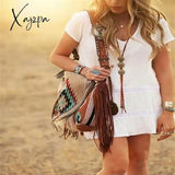 Xajzpa - Retro Canvas Shoulder Bags With Tassel New Pattern National Style Zipper Casual And Fashion