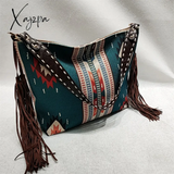 Xajzpa - Retro Canvas Shoulder Bags With Tassel New Pattern National Style Zipper Casual And Fashion