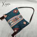 Xajzpa - Retro Canvas Shoulder Bags With Tassel New Pattern National Style Zipper Casual And Fashion