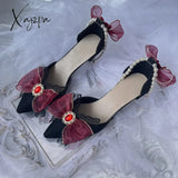 Xajzpa - Retro Court Style Cosplay Flower Wedding Girl Mysterious Elegant Tea Party Gem Pearl Bow