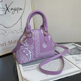 Xajzpa - Retro Pu Leather Women’s Shell Bag Summer Cashew Flower Ladies Shoulder Crossbody Female