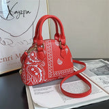 Xajzpa - Retro Pu Leather Women’s Shell Bag Summer Cashew Flower Ladies Shoulder Crossbody Female