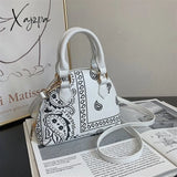 Xajzpa - Retro Pu Leather Women’s Shell Bag Summer Cashew Flower Ladies Shoulder Crossbody Female