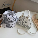 Xajzpa - Retro Pu Leather Women’s Shell Bag Summer Cashew Flower Ladies Shoulder Crossbody Female