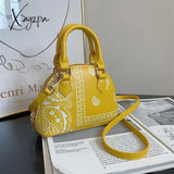 Xajzpa - Retro Pu Leather Women’s Shell Bag Summer Cashew Flower Ladies Shoulder Crossbody Female