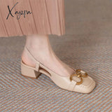 Xajzpa - Retro Rank Buckle Lady Sandals Summer New Office Fashionable Women’s Shoes Metal