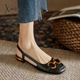 Xajzpa - Retro Rank Buckle Lady Sandals Summer New Office Fashionable Women’s Shoes Metal