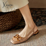 Xajzpa - Retro Rank Buckle Lady Sandals Summer New Office Fashionable Women’s Shoes Metal