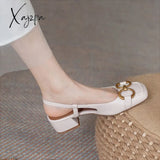 Xajzpa - Retro Rank Buckle Lady Sandals Summer New Office Fashionable Women’s Shoes Metal