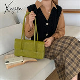 Xajzpa - Retro Simple Women’s Underarm Bag Vintage Green Ladies Square Shoulder Bags Winter