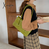 Xajzpa - Retro Simple Women’s Underarm Bag Vintage Green Ladies Square Shoulder Bags Winter